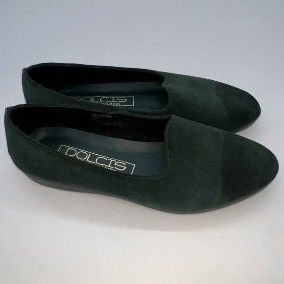 Dolcis Green Suede Flats Size 7B - Picture 1 of 5
